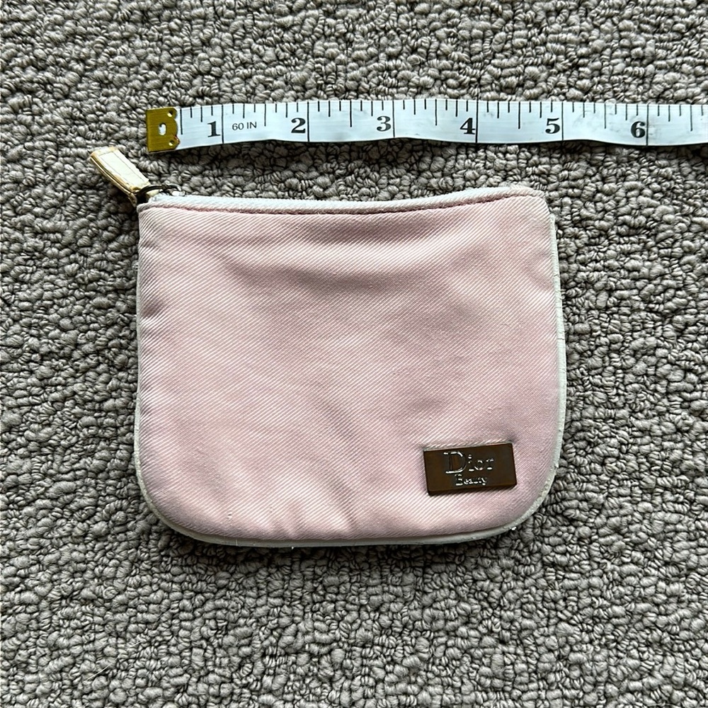 Vintage Dior Beauty distressed top zip satin woven mini pouch coin purse clutch